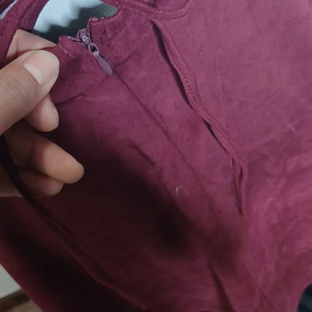 Flying Tomato Burgundy Wine Boho Mini Dress Size Medium - Picture 8 of 16